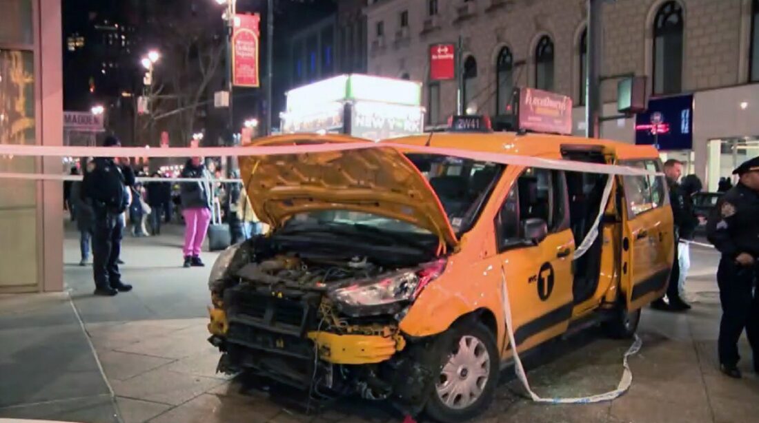 The driver of a Herald Square taxi was suffering a medical emergency during the accident.