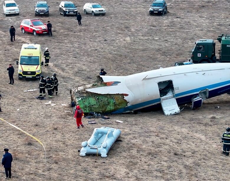 An Azerbaijani Airlines plane headed for Russia crashed hundreds of miles off course. Dozens of people are estimated to have died.