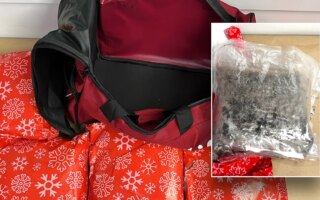 A woman has been arrested for attempting to smuggle 22 pounds of methamphetamine wrapped as a Christmas present into her carry-on bag.