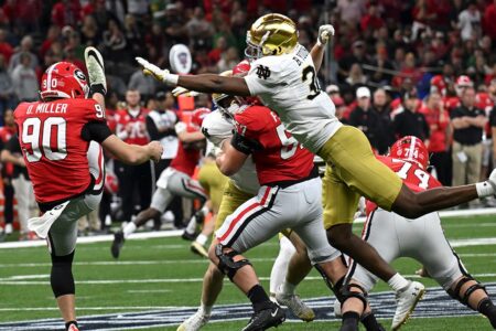 Notre Dame pulled back and ran into a kicker penalty to open the Sugar Bowl.